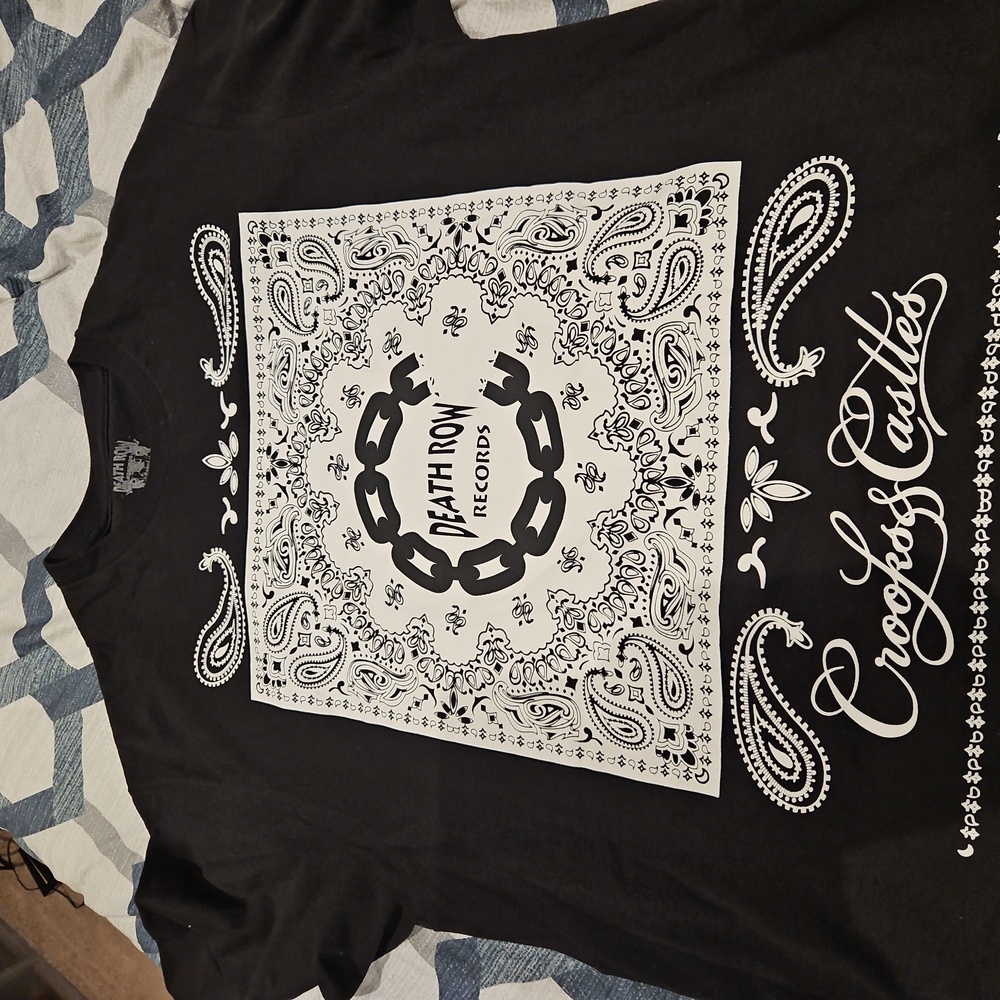 Crooks & Castles Mens Black Death Row Records Short Sleeve Pullover T Shirt Sz L